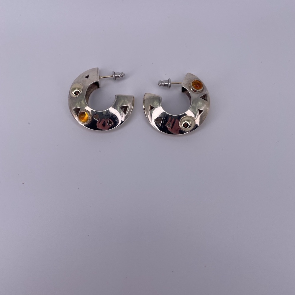 John Atencio Sterling Silver & 18K Gold Hoop Earrings